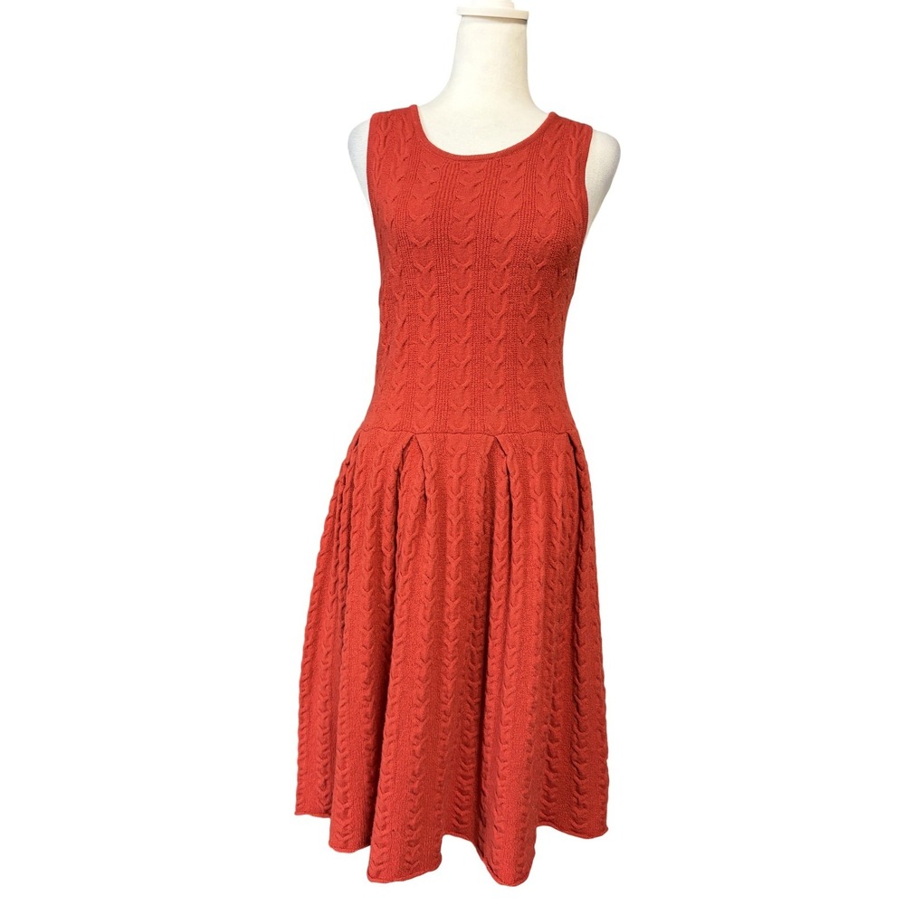 Far Away From Close Sweater Dress‎ Womens Large Orange Wool Fit & Flare